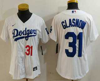 Womens Los Angeles Dodgers #31 Tyler Glasnow Number White Stitched Cool Base Nike Jersey